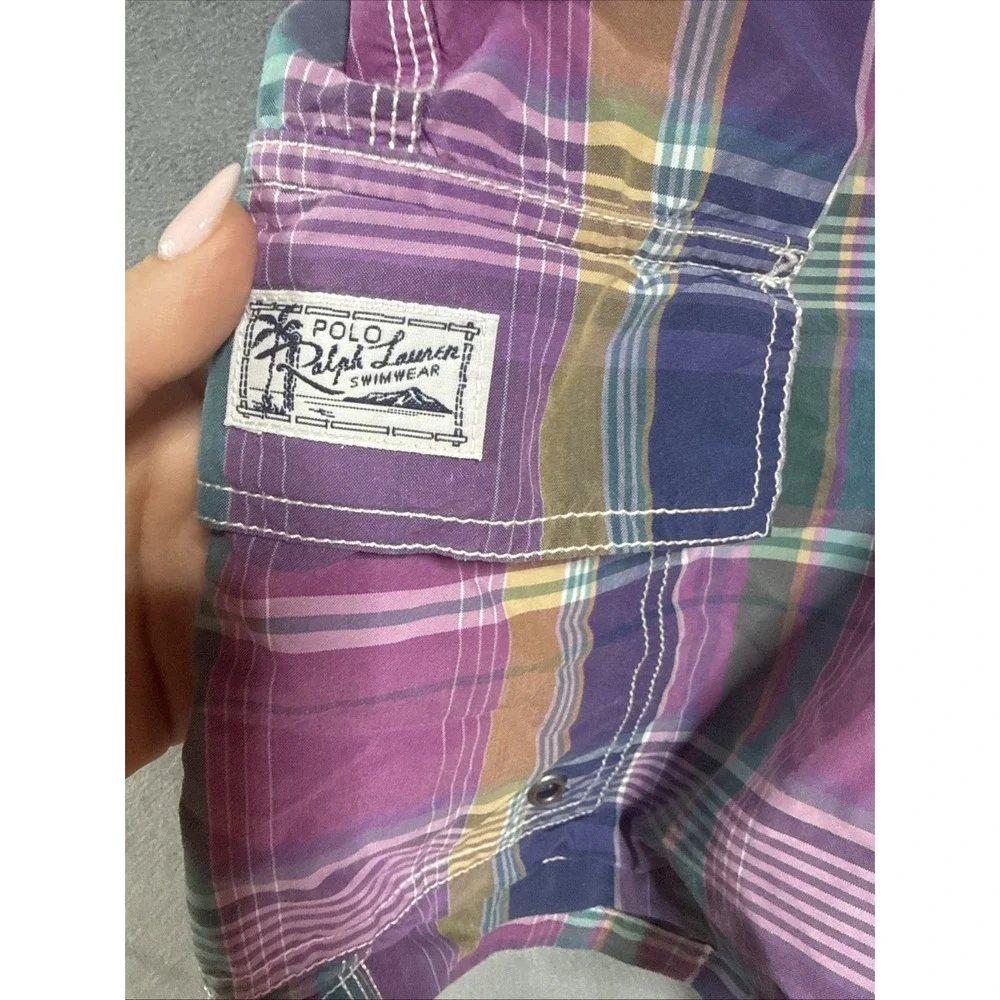 Polo Ralph Lauren Plaid Swim Trunks 3XB Plus Size Preppy Vintage Beach Pool
